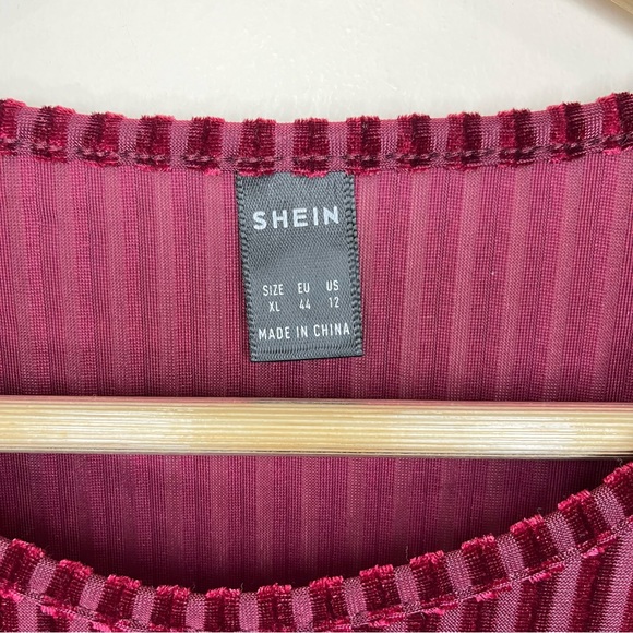 ⭐️3/$25 Shein Unity Ribbed Velvet Top Maroon Purple Size XL - Picture 9 of 9